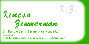 kincso zimmerman business card